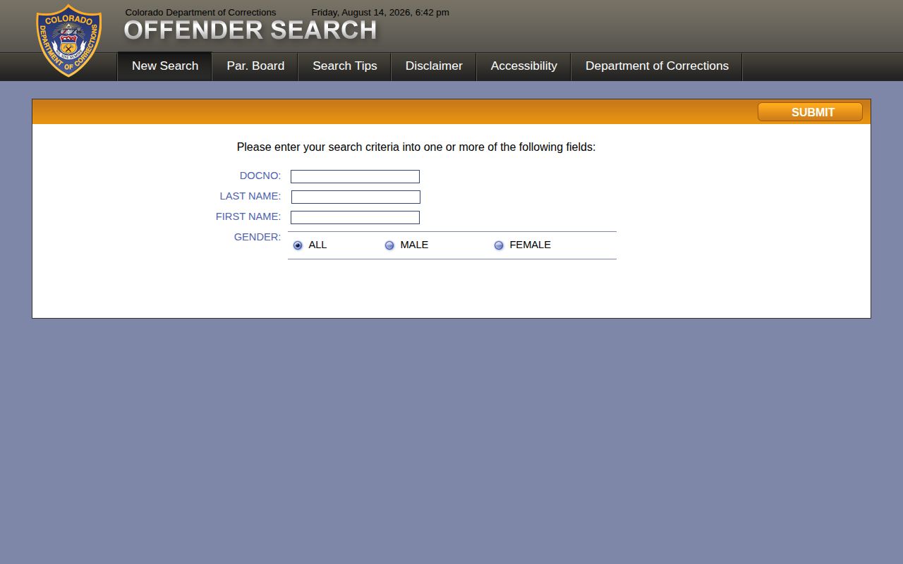 Colorado DOC offender photo and record search for Custer County cases